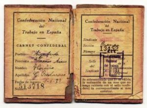 Carnet confederal de Horacio Badaraco (Cataluña, 1937)